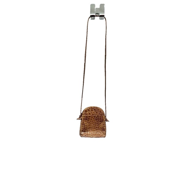 TITTI DELL'ACQUA MAXIMA TAN ALLIGATOR CROSSBODY PURSE W FRONT ZIP POCKET - Picture 6 of 16